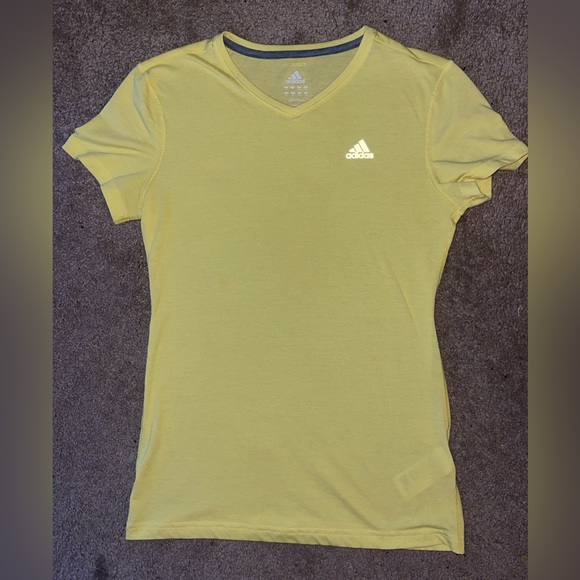 adidas Tops - Women's EUC~AEROREADY TRAIN ESSENTIALS MINIMAL BRANDING V-NECK TEE Yellow Small